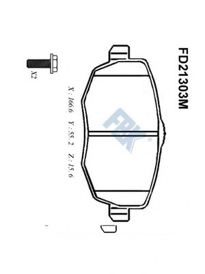Kit de plaquettes de frein, frein à disque FBK FD21303M