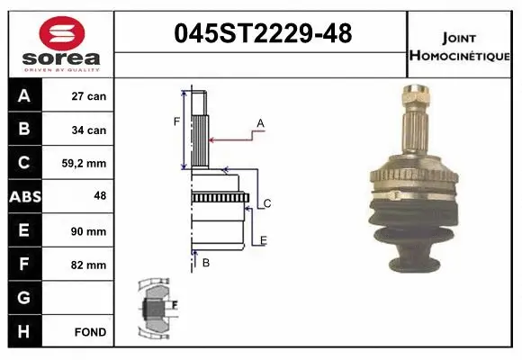 Jeu de joints, arbre de transmission STARTCAR 045ST2229-48