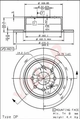 Disque de frein VILLAR 628.1058