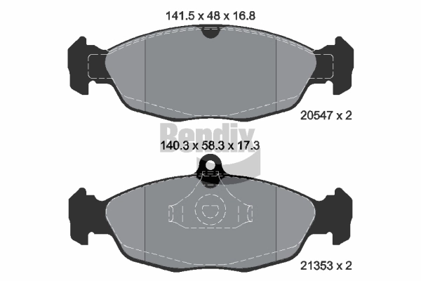 Kit de plaquettes de frein, frein à disque BENDIX Braking BPD1052