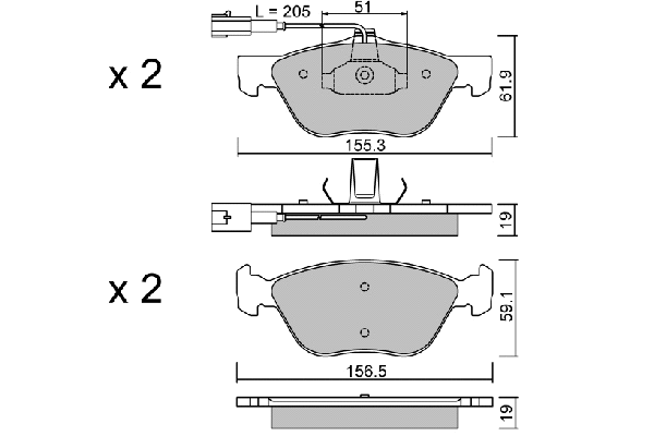 Kit de plaquettes de frein, frein à disque AISIN BPFI-1036