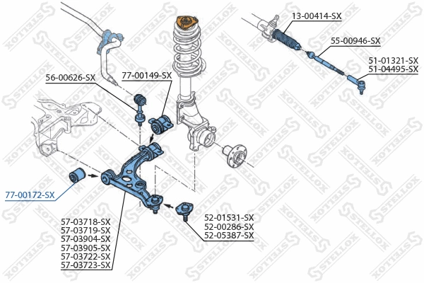 Suspension, bras de liaison STELLOX 77-00172-SX