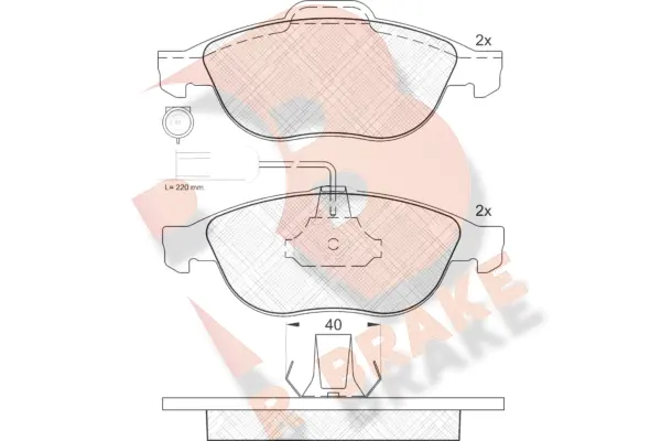 Kit de plaquettes de frein, frein à disque R BRAKE RB1212