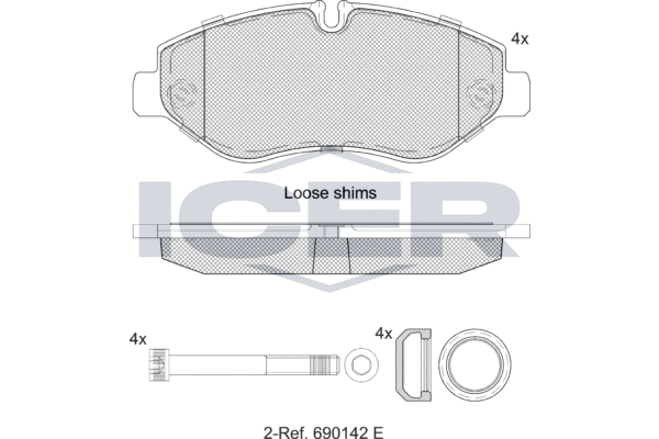 Kit de plaquettes de frein, frein à disque ICER LM1832