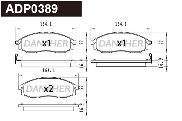 Kit de plaquettes de frein, frein à disque DANAHER ADP0389