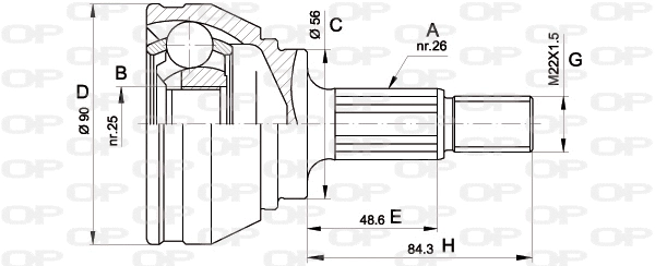 Jeu de joints, arbre de transmission OPEN PARTS CVJ5576.10