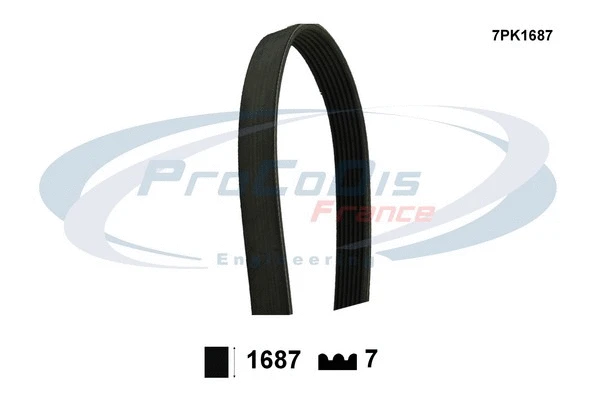 Courroie trapézoïdale à nervures PROCODIS FRANCE 7PK1687