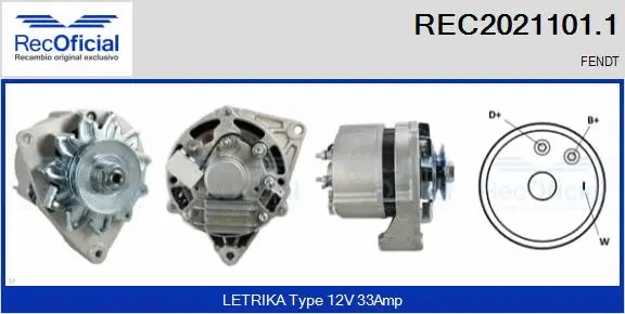 Alternateur RECOFICIAL REC2021101.1