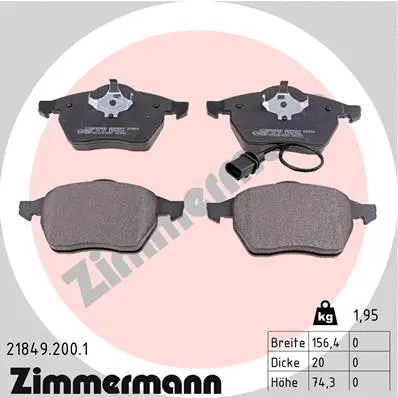 Kit de plaquettes de frein, frein à disque ZIMMERMANN 21849.200.1