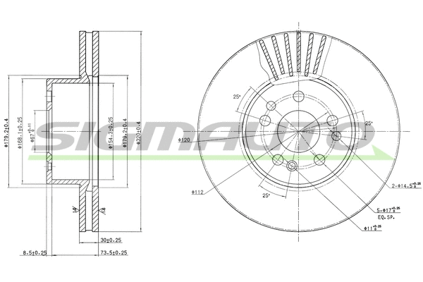 Disque de frein SIGMAUTO DBA629V