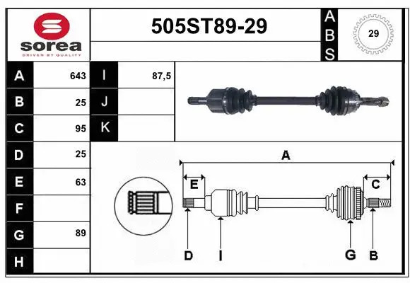 Arbre de transmission STARTCAR 505ST89-29