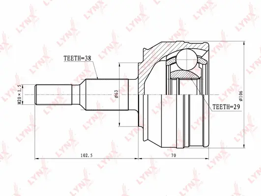 Jeu de joints, arbre de transmission LYNXAUTO CO-8006