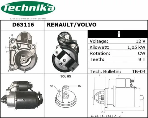 Démarreur Technika D63116
