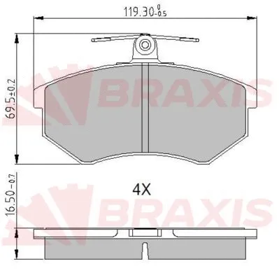 Kit de plaquettes de frein, frein à disque BRAXIS AA0634
