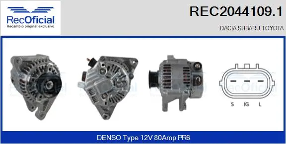 Alternateur RECOFICIAL REC2044109.1
