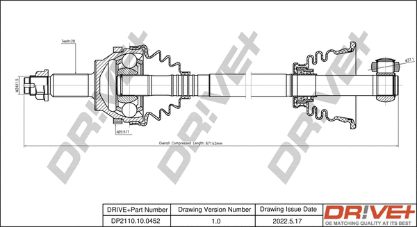 Arbre de transmission Dr!ve+ DP2110.10.0452