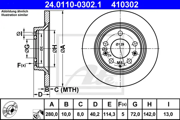 Disque de frein ATE-APAC 24.0110-0302.1