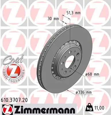 Disque de frein ZIMMERMANN 610.3707.20