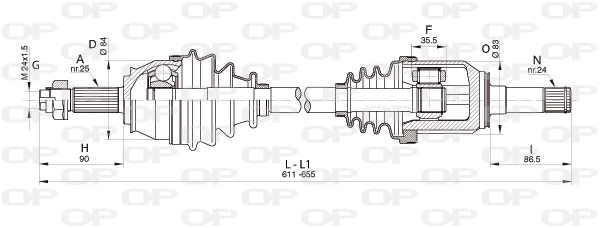 Arbre de transmission OPEN PARTS DRS6340.00