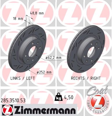 Disque de frein ZIMMERMANN 285.3510.53
