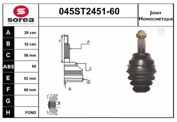 Jeu de joints, arbre de transmission STARTCAR 045ST2451-60