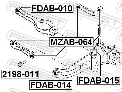 Boulon de fixation, bras transversal FEBEST 2198-011