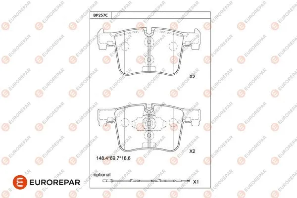 Kit de plaquettes de frein, frein à disque EUROREPAR 1681226880