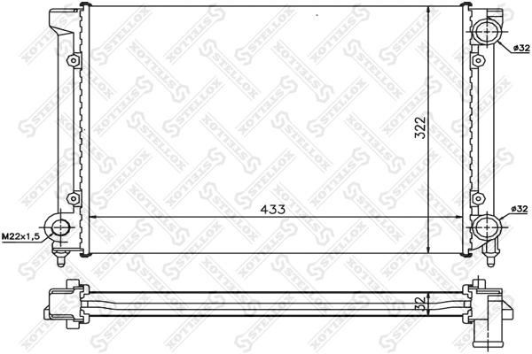 Radiateur, refroidissement du moteur STELLOX 10-25049-SX