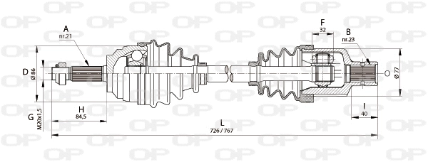 Arbre de transmission OPEN PARTS DRS6134.00