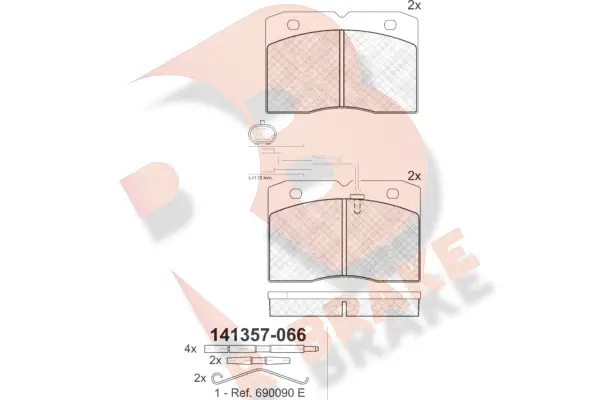 Kit de plaquettes de frein, frein à disque R BRAKE RB1357