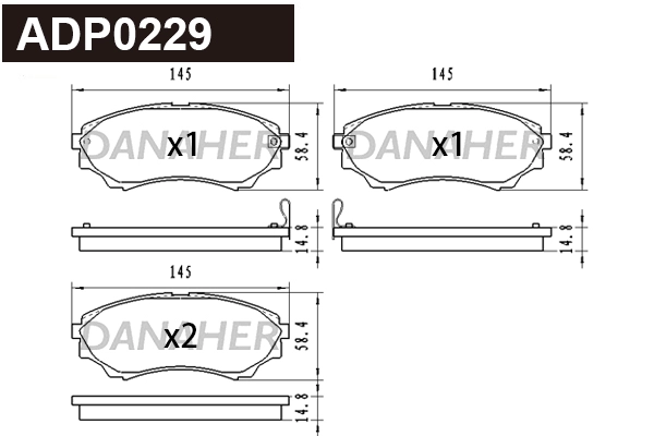 Kit de plaquettes de frein, frein à disque DANAHER ADP0229
