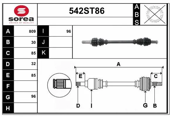 Arbre de transmission STARTCAR 542ST86