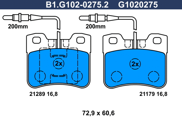 Kit de plaquettes de frein, frein à disque GALFER B1.G102-0275.2