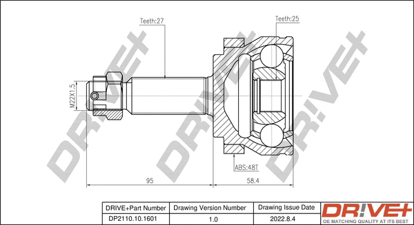 Jeu de joints, arbre de transmission Dr!ve+ DP2110.10.1601