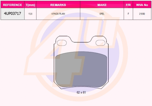 Kit de plaquettes de frein, frein à disque 4u 4UP03717