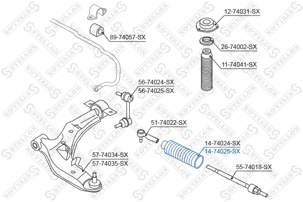 Joint-soufflet, direction STELLOX 14-74025-SX