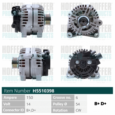 Alternateur HOFFER H5510398