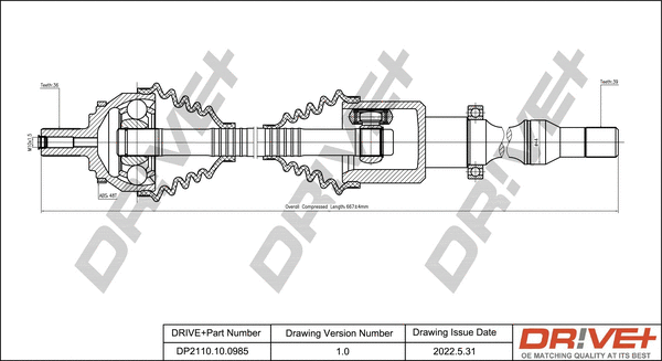 Arbre de transmission Dr!ve+ DP2110.10.0985