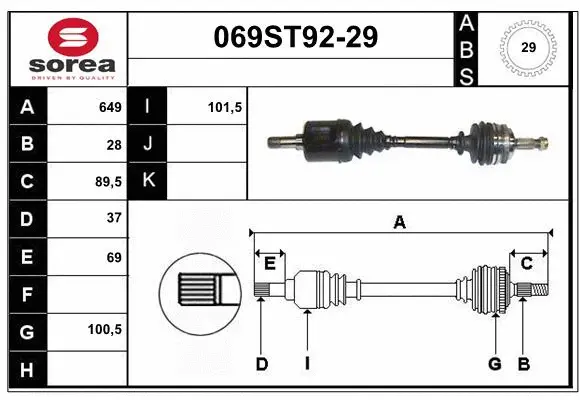 Arbre de transmission STARTCAR 069ST92-29