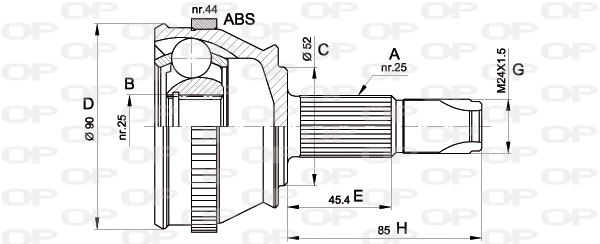 Jeu de joints, arbre de transmission OPEN PARTS CVJ5212.10