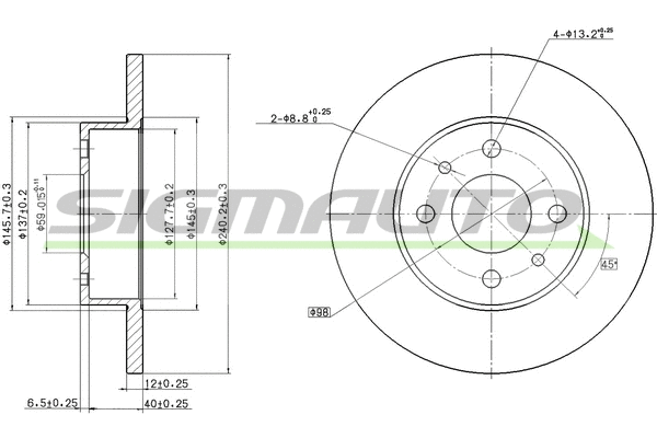 Disque de frein SIGMAUTO DBA125S