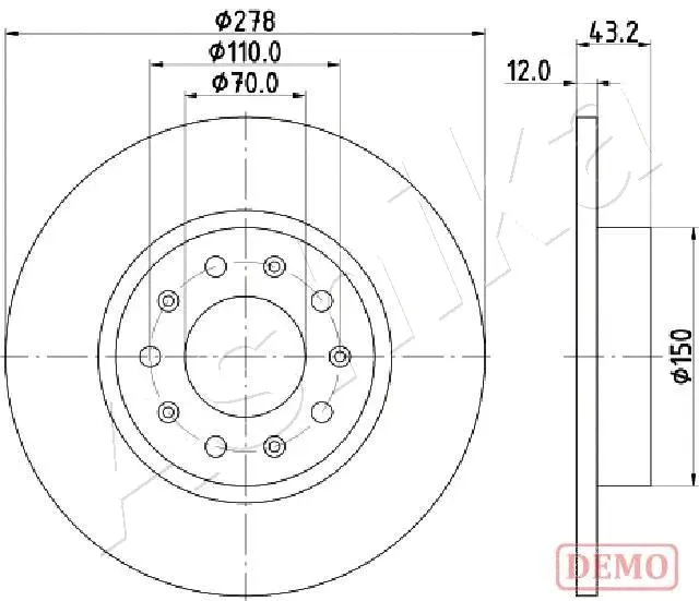 Disque de frein ASHIKA 61-00-0204C