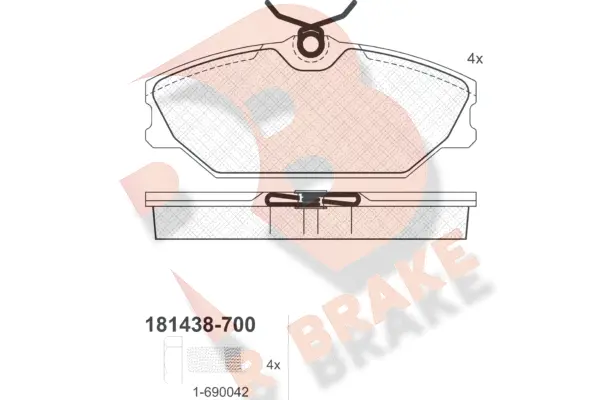 Kit de plaquettes de frein, frein à disque R BRAKE RB1438-700