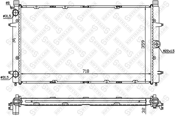 Radiateur, refroidissement du moteur STELLOX 10-25008-SX