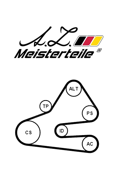Jeu de courroies trapézoïdales à nervures A.Z. Meisterteile AZMT-20-030-1037