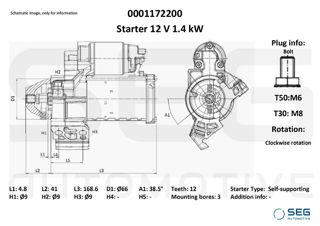 Démarreur SEG Automotive 0001172200