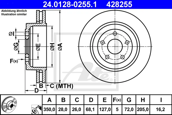 Disque de frein ATE-APAC 24.0128-0255.1