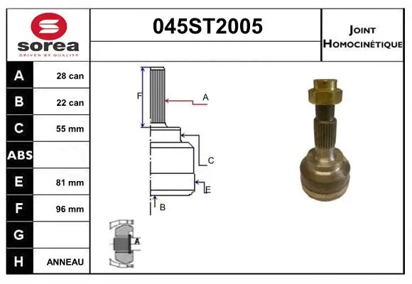 Jeu de joints, arbre de transmission STARTCAR 045ST2005