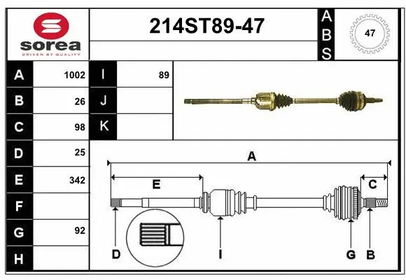 Arbre de transmission STARTCAR 214ST89-47