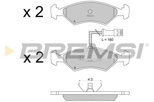 Kit de plaquettes de frein, frein à disque BREMSI BP2163